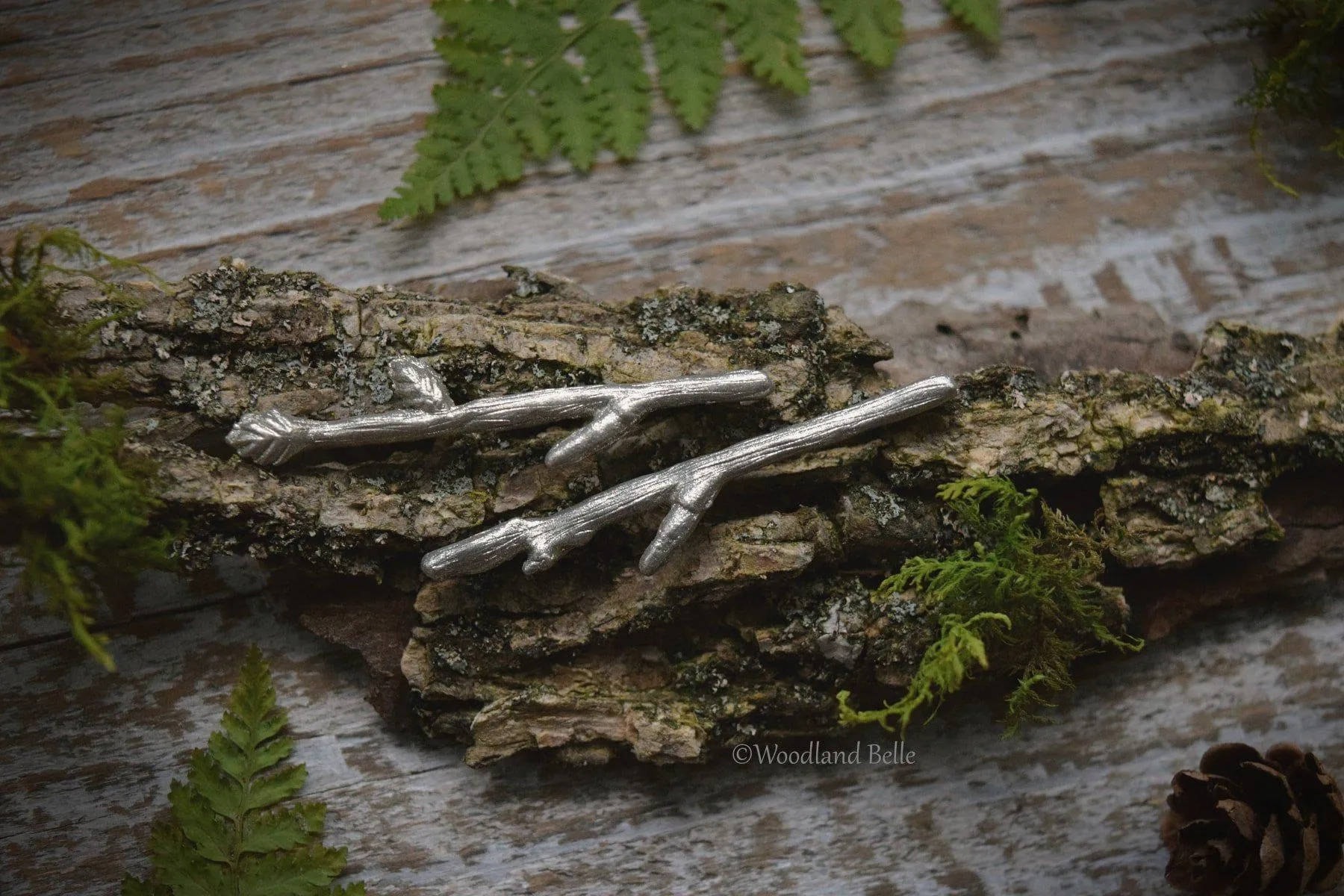 Silver Branch Hair Pins - Twig Hair Pins - Branch Bobby Pins - Twig Hair Clips - Bridal Wedding Hair Pins by Woodland Belle