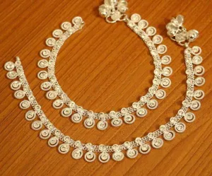 Silver Look Zircon Studded Anklets