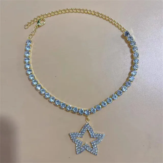 Silver Stretchy Rows Anklet Ankle Chain Rhinestones Foot Jewelry