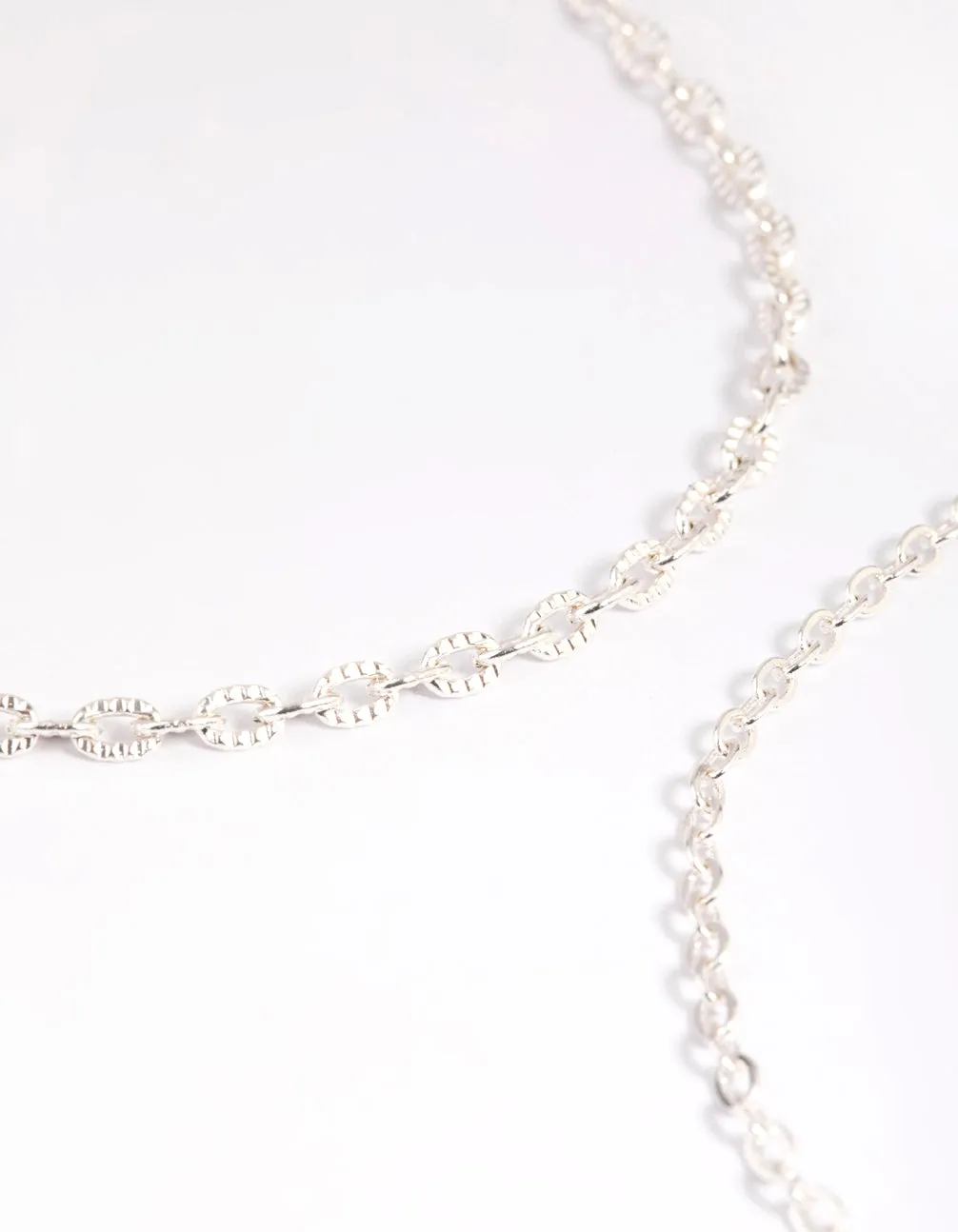 Silver Twisted Anklet Set