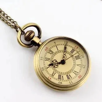 Simple Style Unisex Bronze Roman Numerals 82cm Transparent Pocket Watch