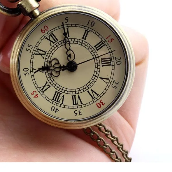 Simple Style Unisex Bronze Roman Numerals 82cm Transparent Pocket Watch