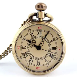 Simple Style Unisex Bronze Roman Numerals 82cm Transparent Pocket Watch