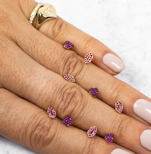 Social Anarchy Pave Ruby Heart Stud