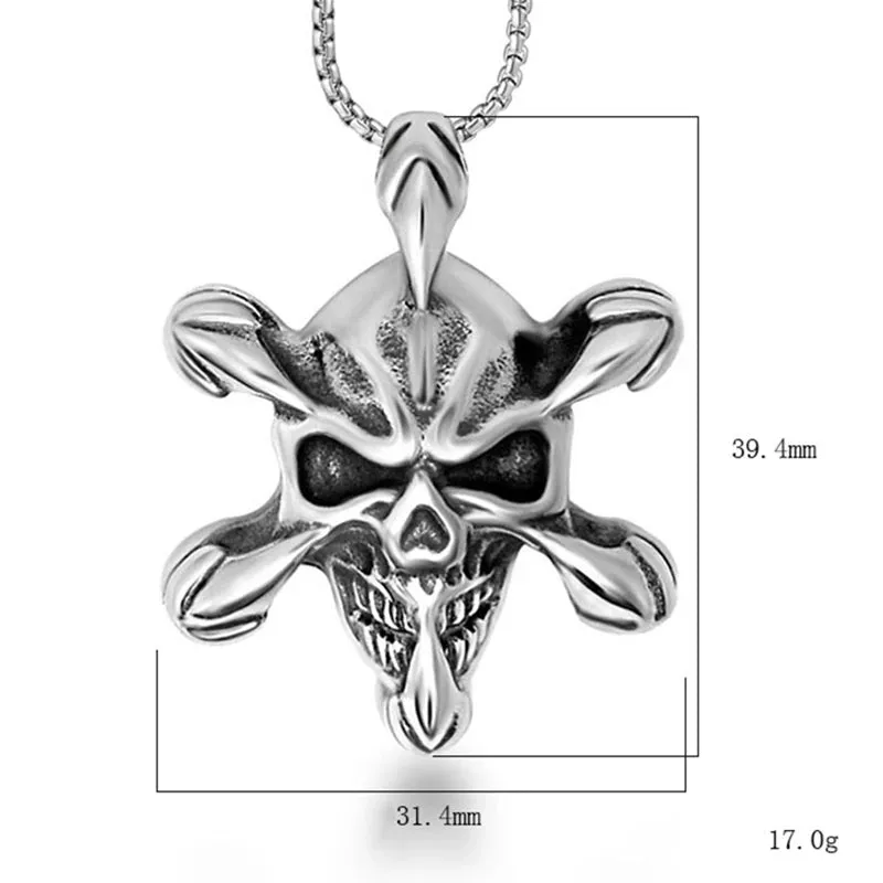 Stainless Steel Skull Claw Pendant Necklace