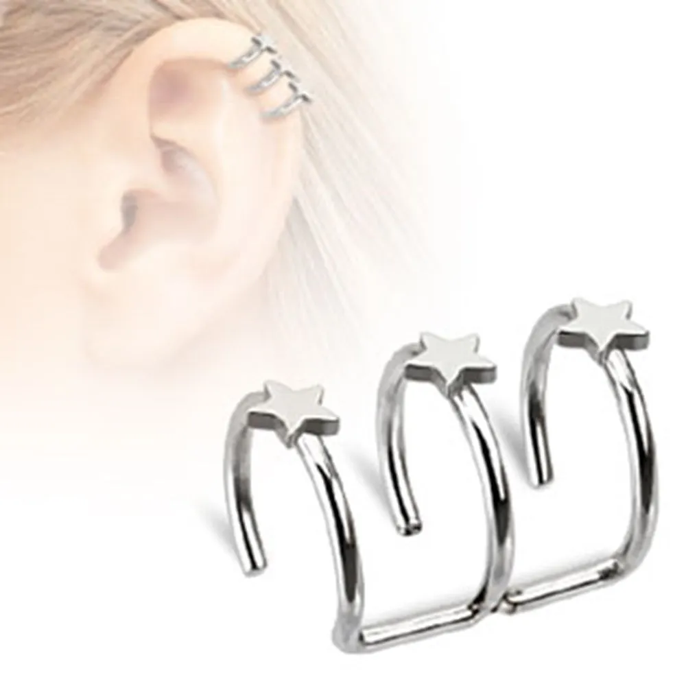 Star Triple Hoop Non-Piercing Cuff