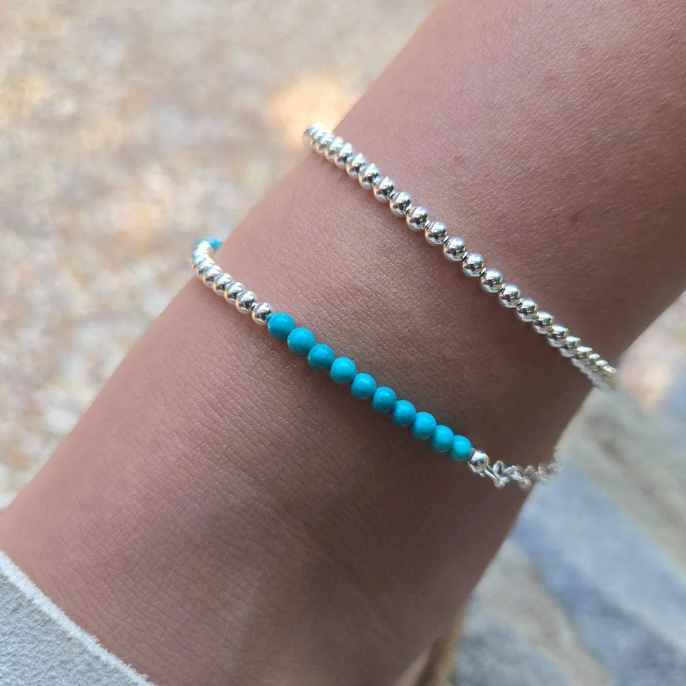 Sterling Silver & Turquoise Anklet 2mm