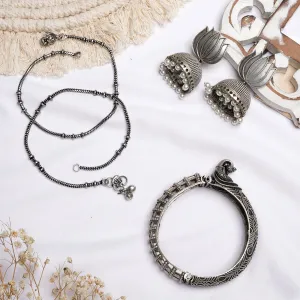 Teejh Almaa Silver Oxidised Jewelry Gift Set
