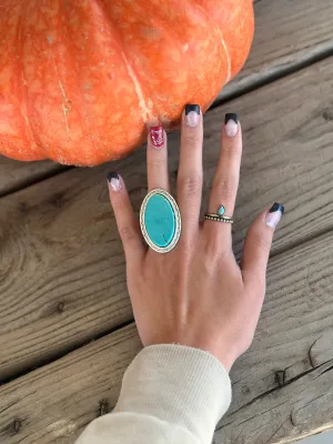 The Oval Turquoise Adjustable Ring