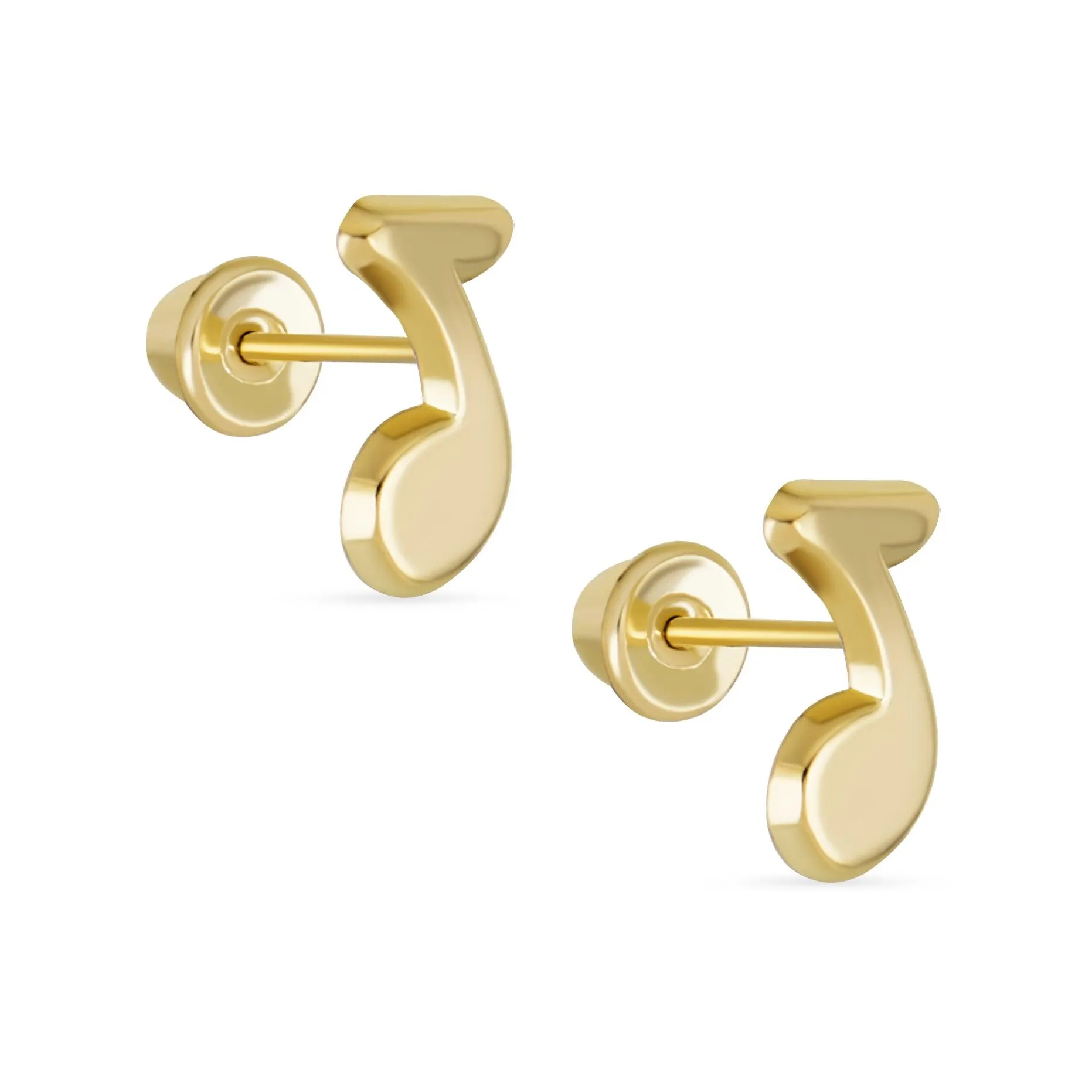 Tiny Dainty Music Notes Stud Earrings 14K Gold for Musicians and Teachers