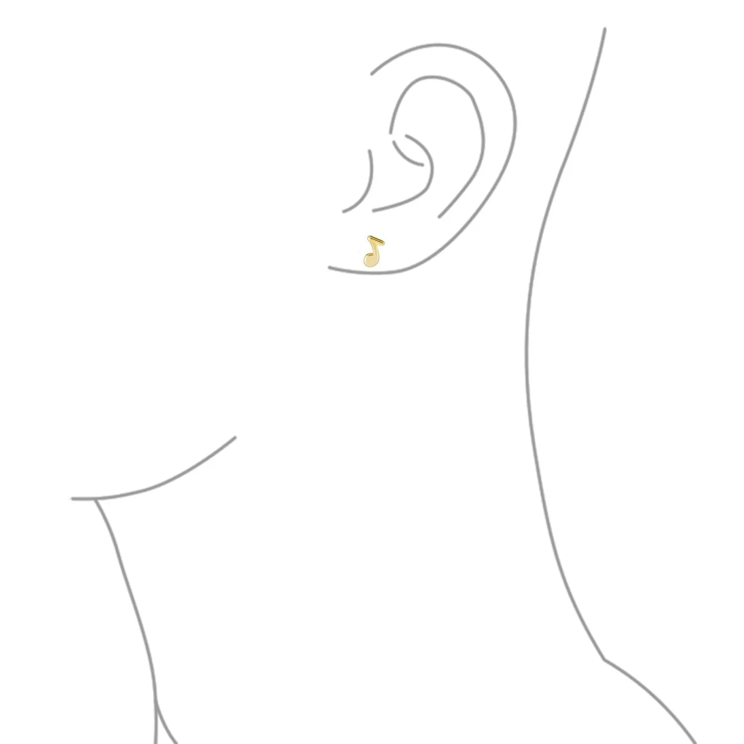 Tiny Dainty Music Notes Stud Earrings 14K Gold for Musicians and Teachers