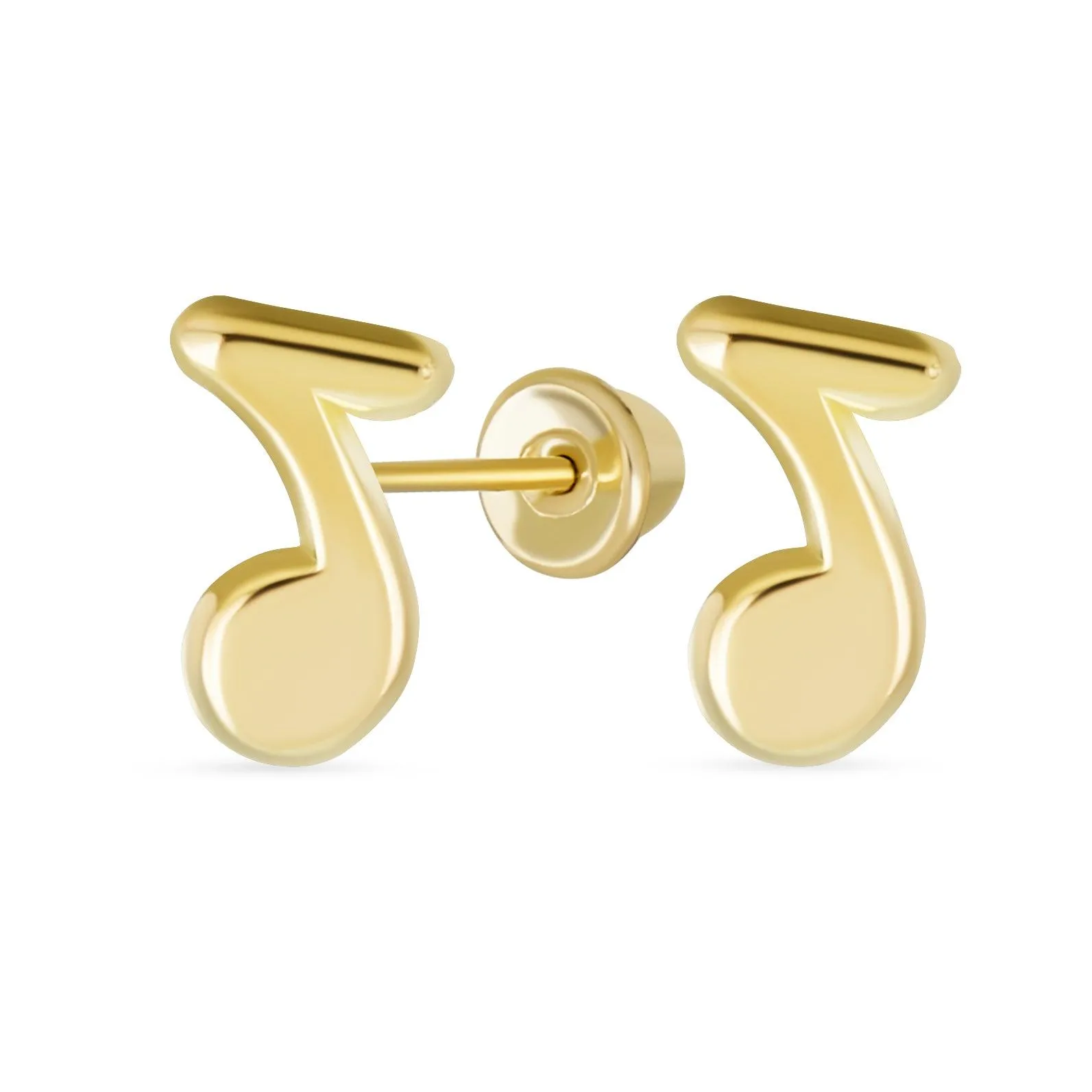 Tiny Dainty Music Notes Stud Earrings 14K Gold for Musicians and Teachers