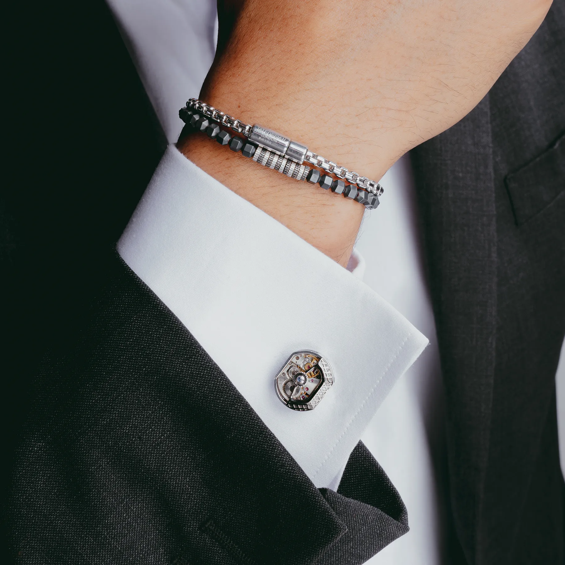 Tonneau Skeleton Cufflinks In Rhodium Plated Silver (Limited Edition)