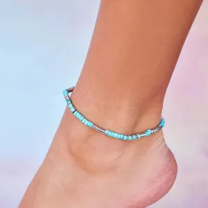 Turquoise Bead Stretch Anklet