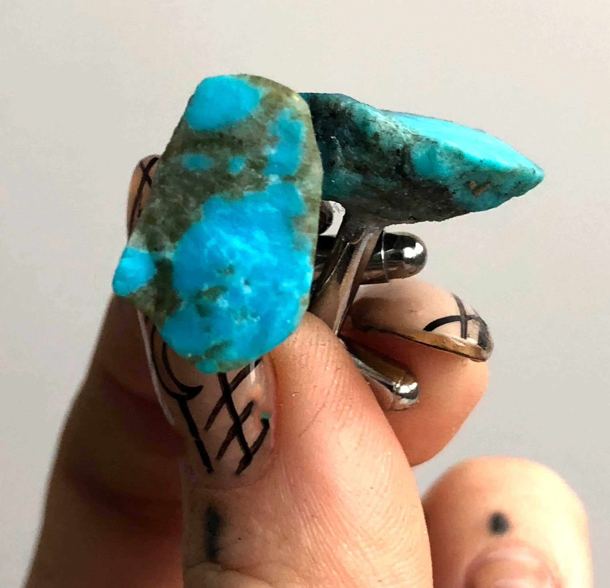 Turquoise Cufflinks, natural raw stone cufflinks