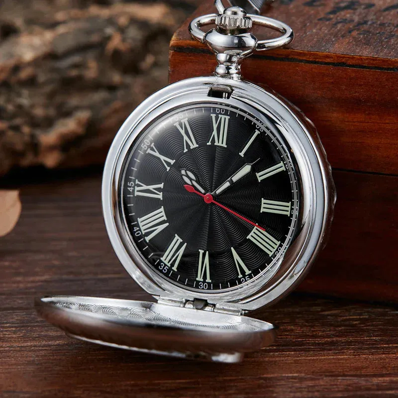 Unisex Antique Roman Numbers Dial Quartz Movement Pocket Watch