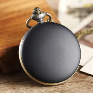 Unisex Retro Elegant Black Matte Surface Quartz Movement Pocket Watch