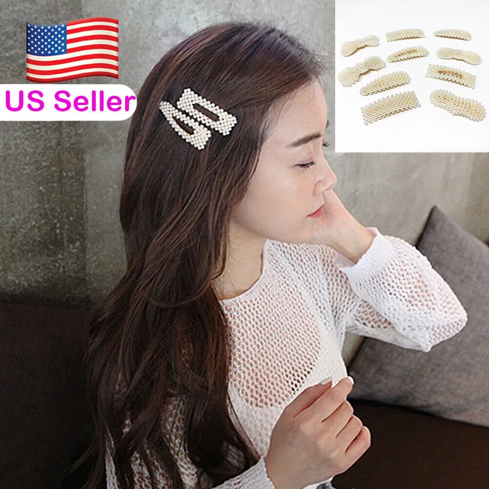 US 10-20Pcs Pearl Hair Clip Barrettes Women Girl Bobby Barrette Hairpins Vintage