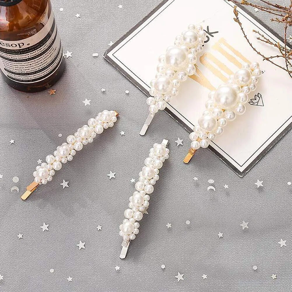 US 10-20Pcs Pearl Hair Clip Barrettes Women Girl Bobby Barrette Hairpins Vintage