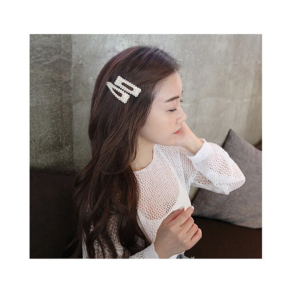 US 10-20Pcs Pearl Hair Clip Barrettes Women Girl Bobby Barrette Hairpins Vintage