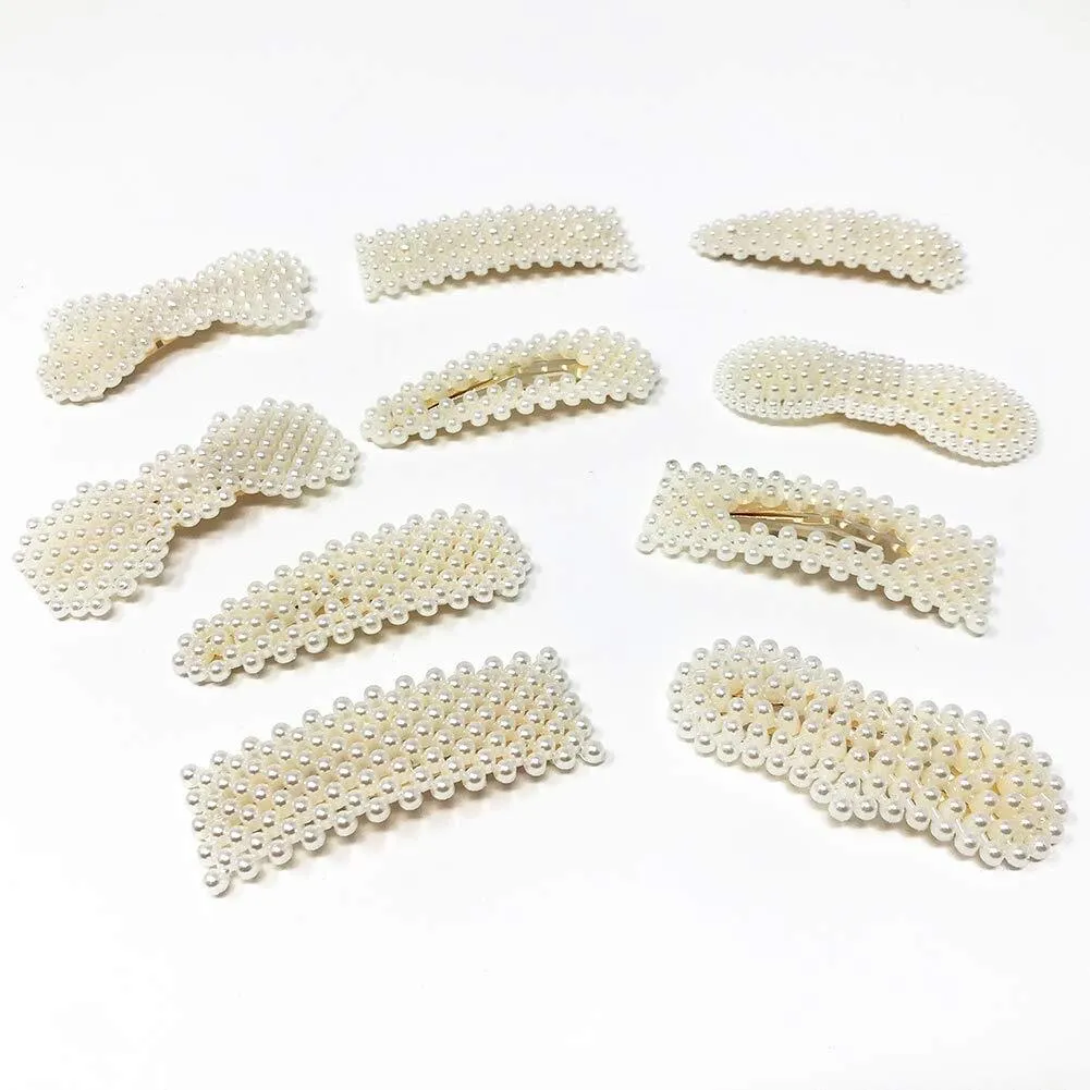 US 10-20Pcs Pearl Hair Clip Barrettes Women Girl Bobby Barrette Hairpins Vintage