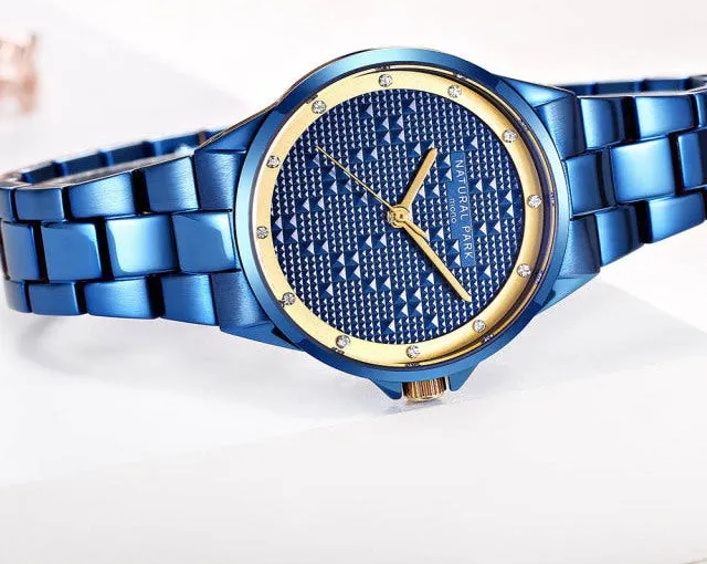 Women's Fashion Quartz Movement Rhinestone Decor Stainless Steel Watch