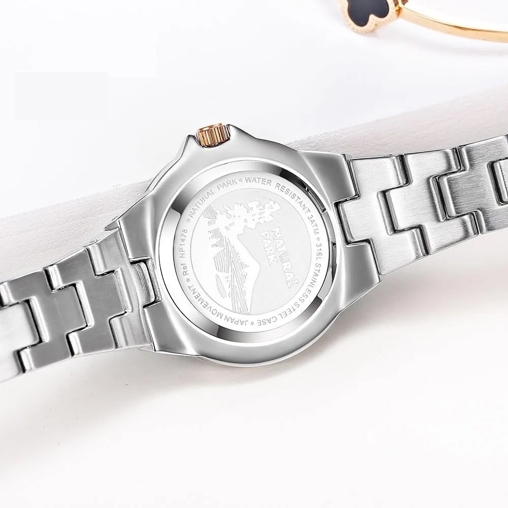 Women's Fashion Quartz Movement Rhinestone Decor Stainless Steel Watch