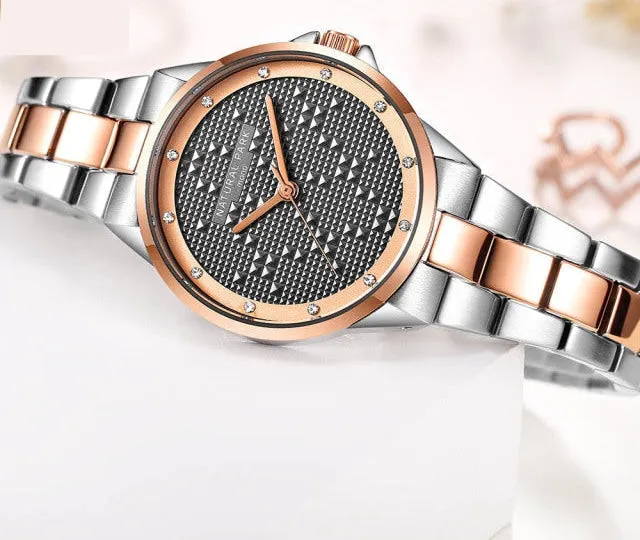Women's Fashion Quartz Movement Rhinestone Decor Stainless Steel Watch