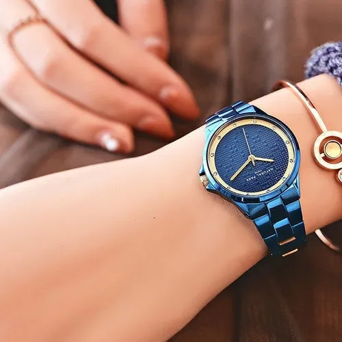 Women's Fashion Quartz Movement Rhinestone Decor Stainless Steel Watch