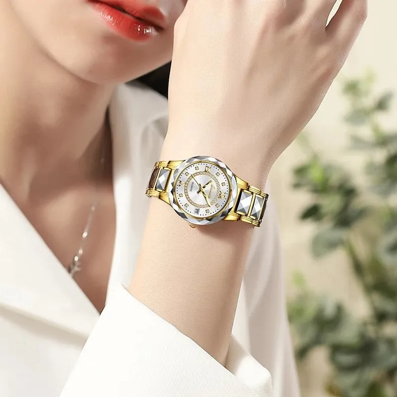 Women's Fashion Tungsten Steel Waterproof Quartz Love Gift Watch