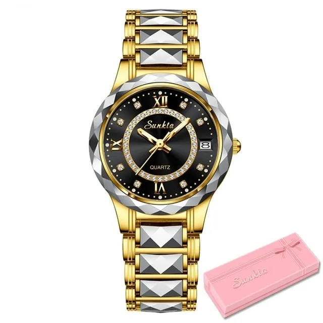 Women's Fashion Tungsten Steel Waterproof Quartz Love Gift Watch