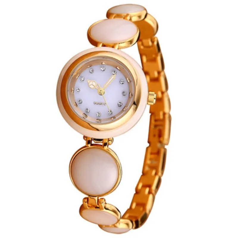 Women's Natural Hetian Jade Stainless Steel Waterproof Wrist Watch