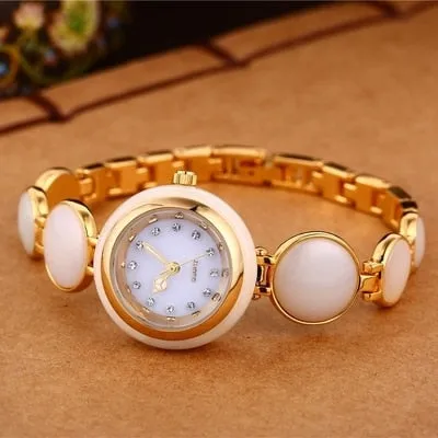 Women's Natural Hetian Jade Stainless Steel Waterproof Wrist Watch