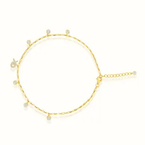 Women's Vermeil Bezel Diamond XO Anklet