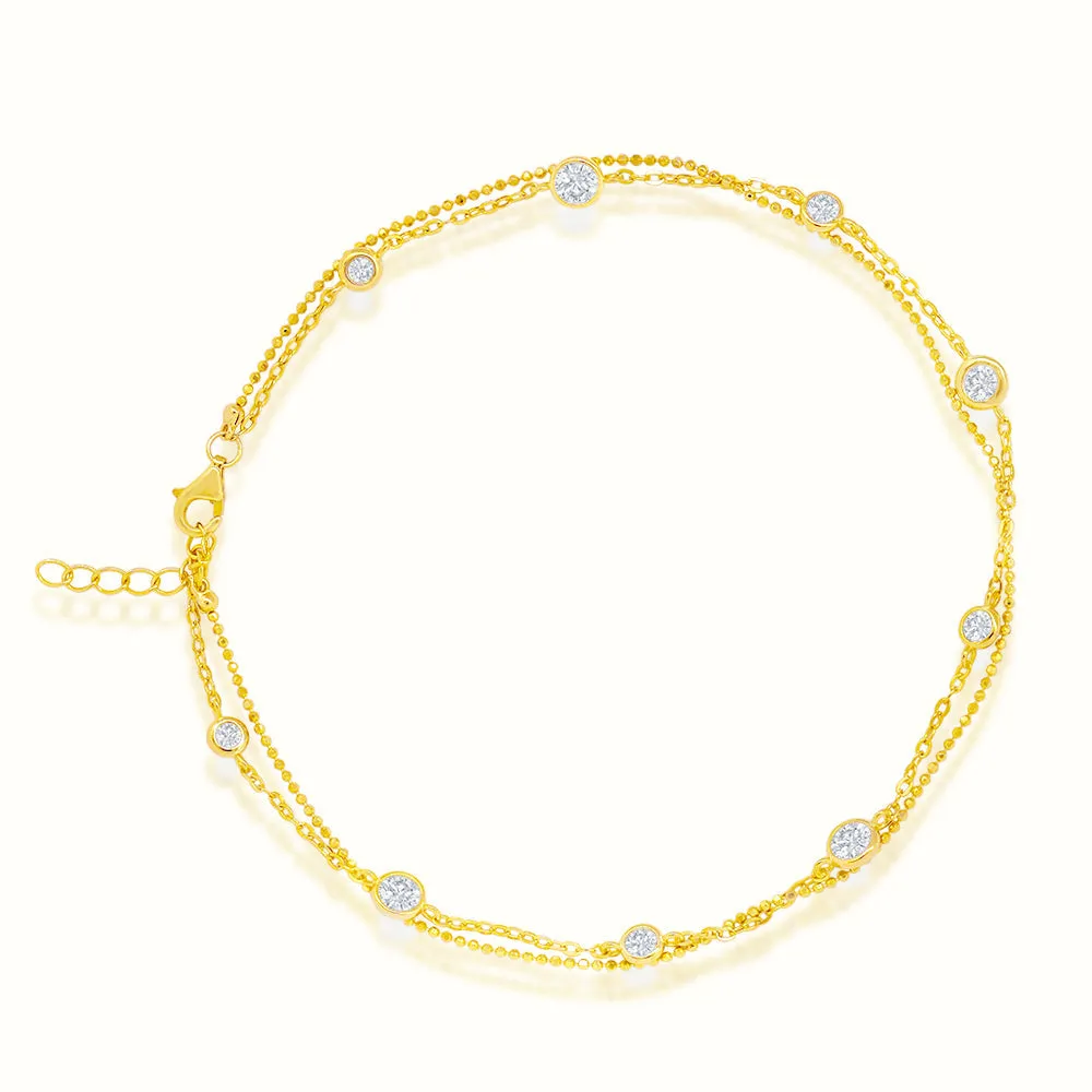Women's Vermeil Bezel Diamonds Anklet