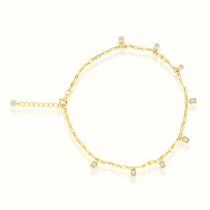 Women's Vermeil Boxed Diamonds Anklet