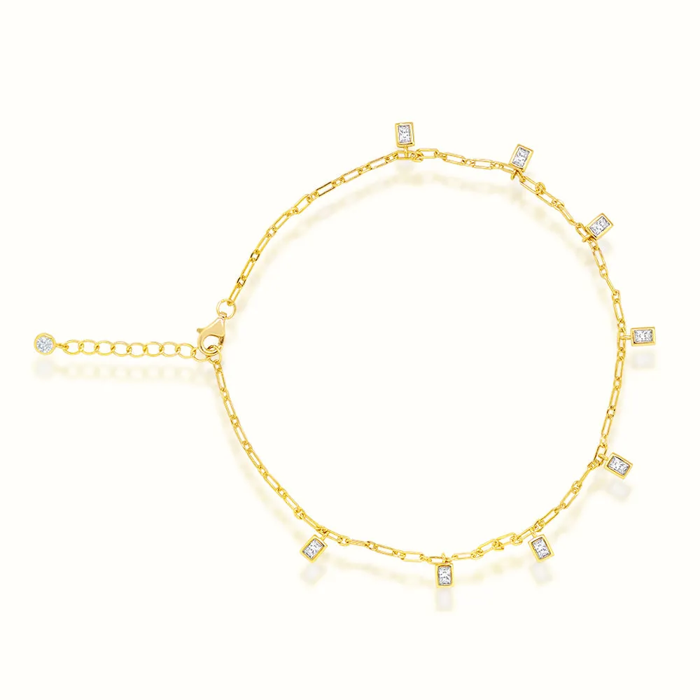 Women's Vermeil Boxed Diamonds Anklet