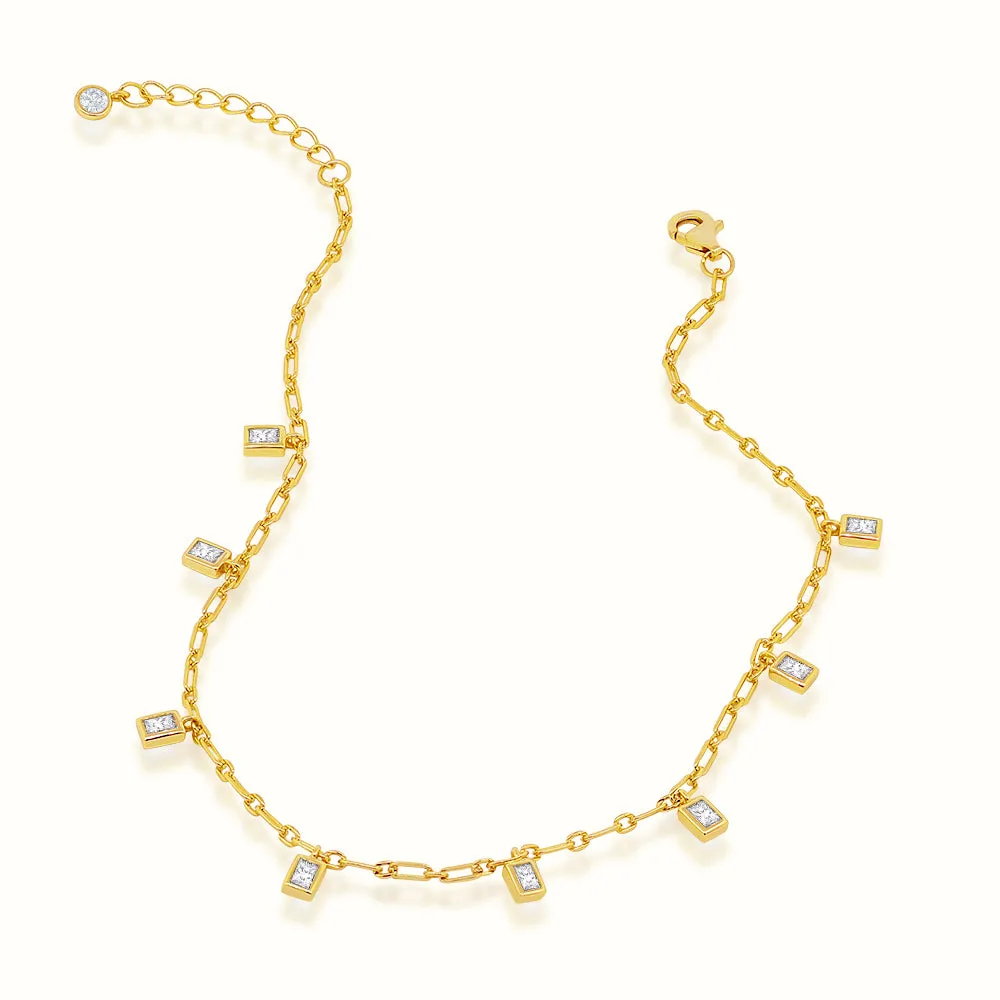 Women's Vermeil Boxed Diamonds Anklet